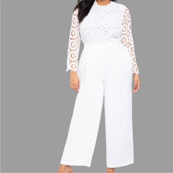 Eloquii Lace Wide Leg Jumpsuit - Picture 4 of 16